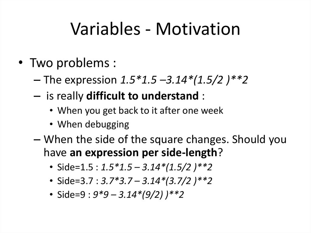 Variables - Motivation
