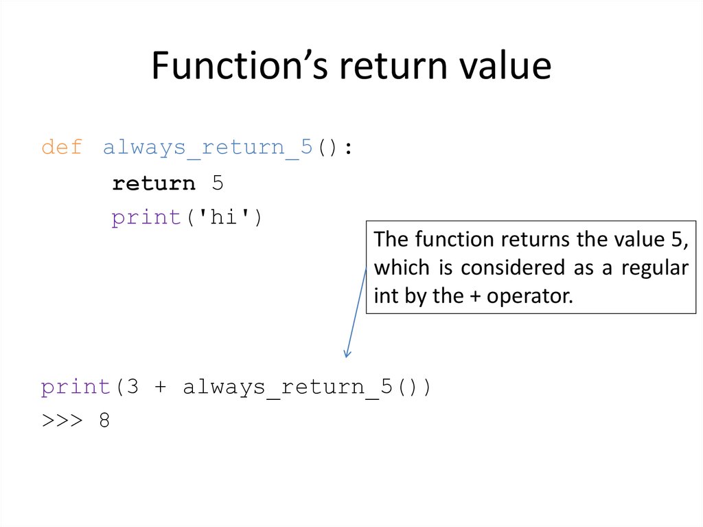 Function’s return value