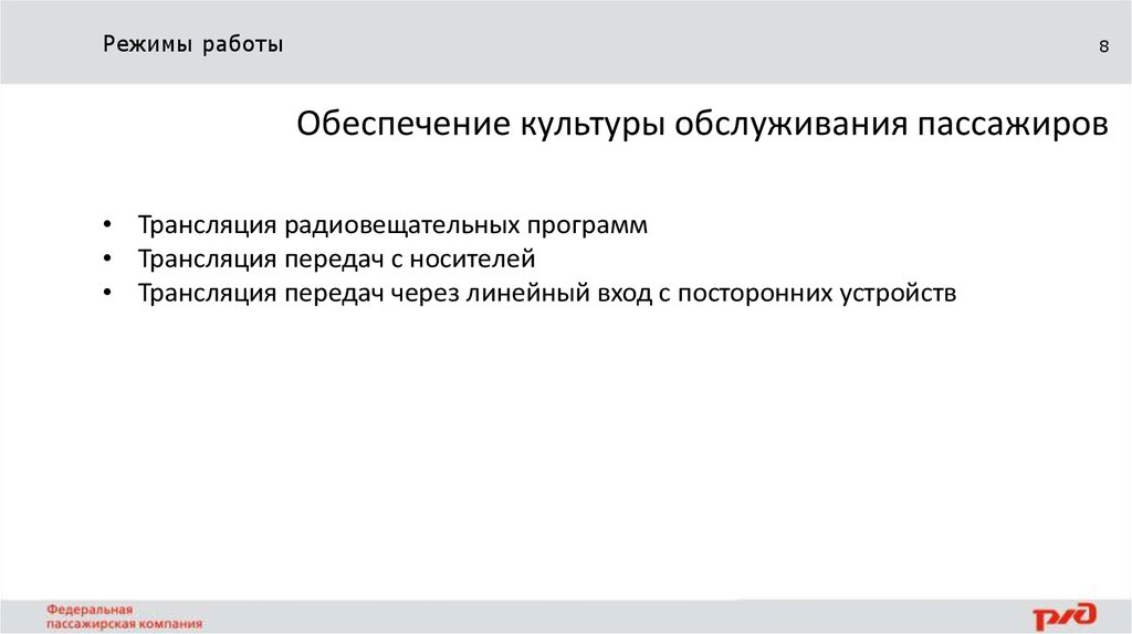 Режимы работы