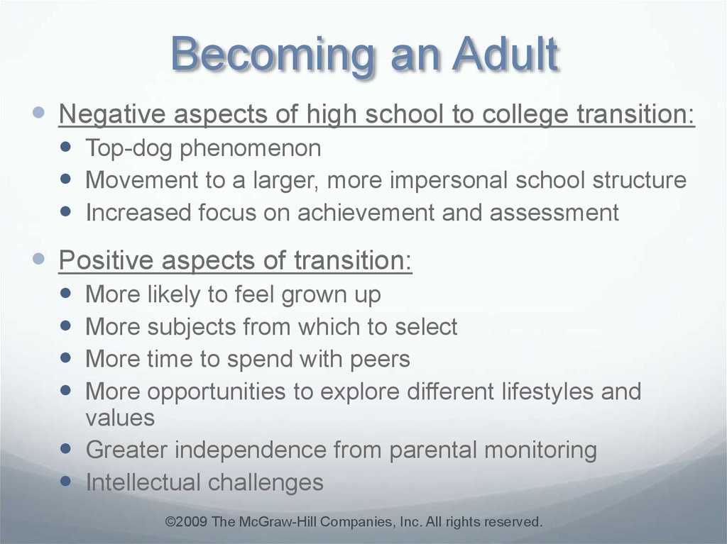 Intellectual development clearance during early adulthood