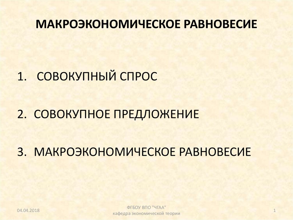 Макроэкономическое равновесие презентация