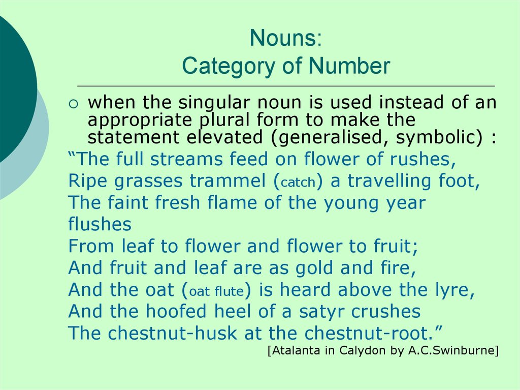 Has a number of. The category of number of the Noun. Noun. The category of number. The plural of Noun.. Categories of Noun.