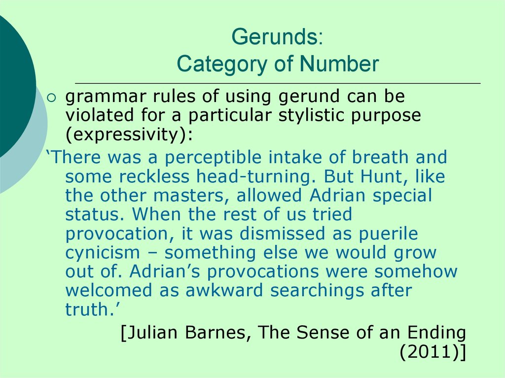 Gerunds: Category of Number