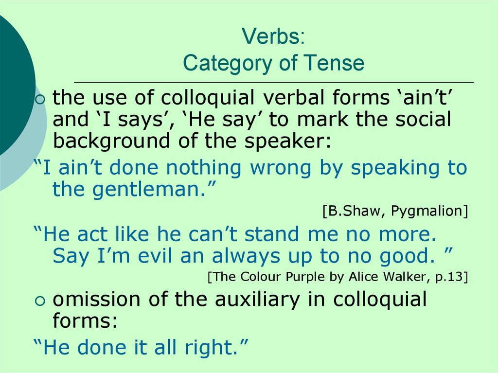 Verbs: Category of Tense