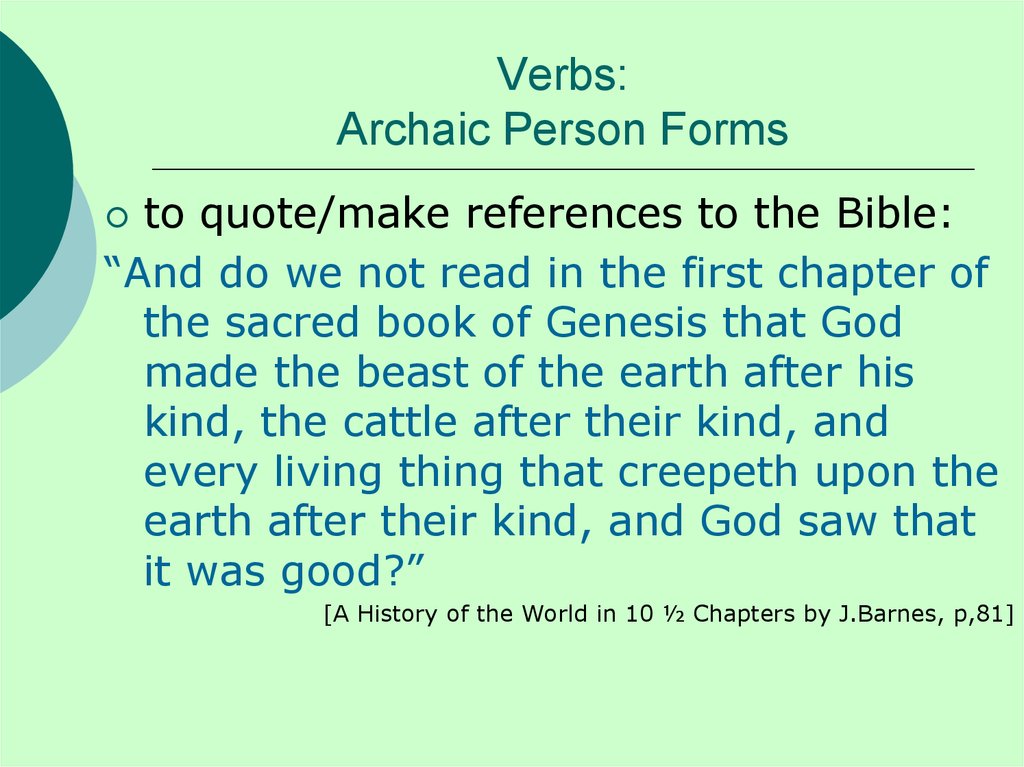 Verbs: Archaic Person Forms