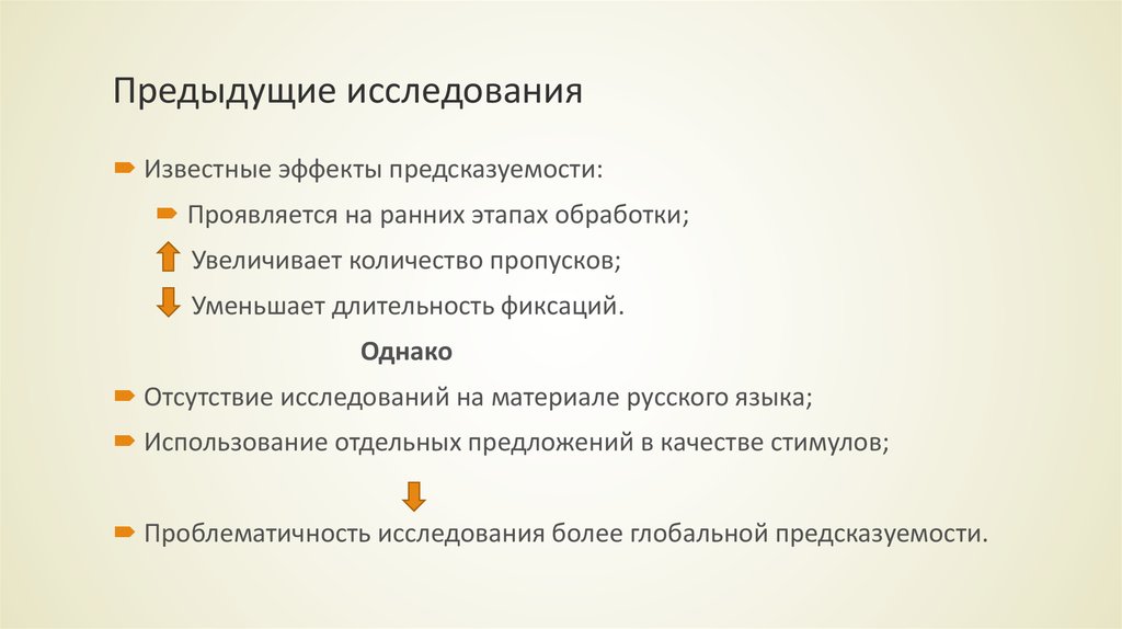 Предыдущие исследования