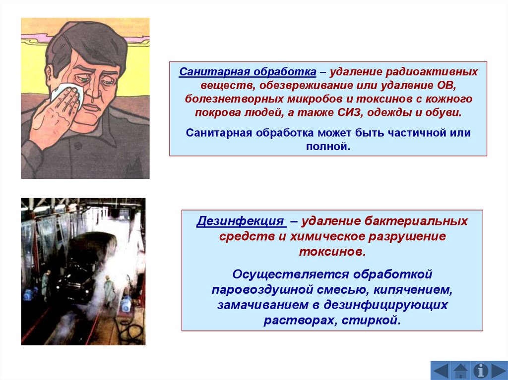 Удаление веществ. Удаление отравляющих веществ с одежды и кожных покровов. Санитарная обработка. Удаление радиоактивных веществ обезвреживание или удаление веществ. Санитарная обработка людей.