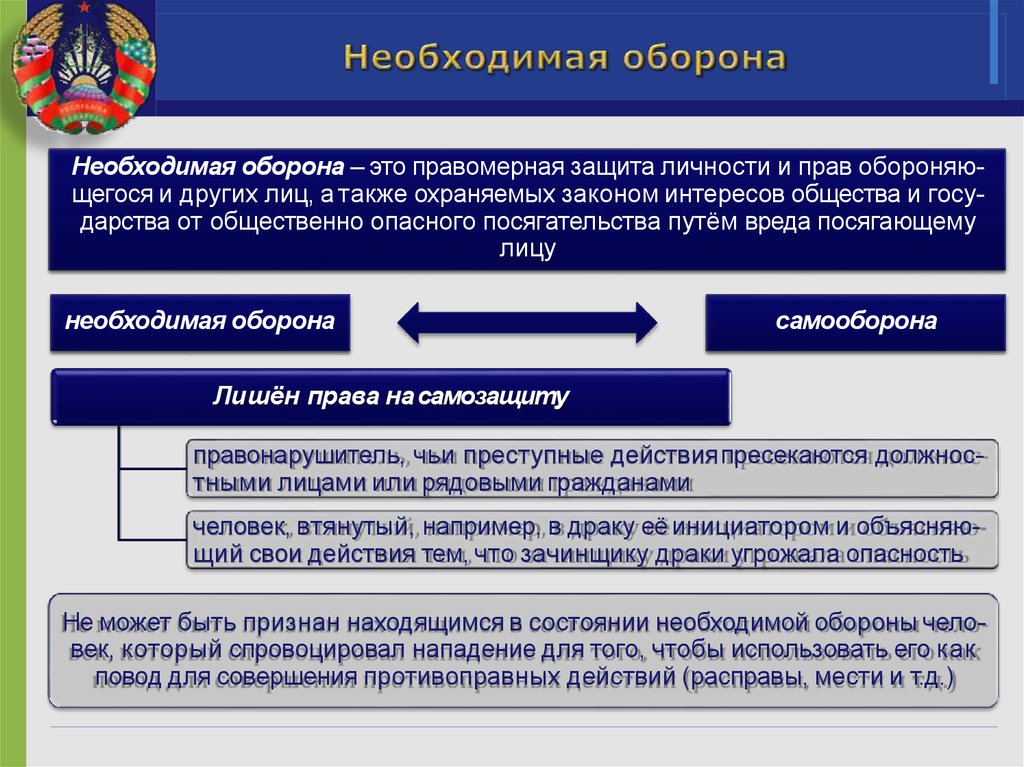 При необходимой обороне посягательство должно быть