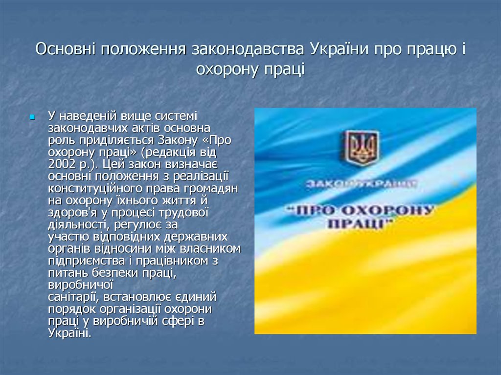 Основні положення законодавства України про працю і охорону праці