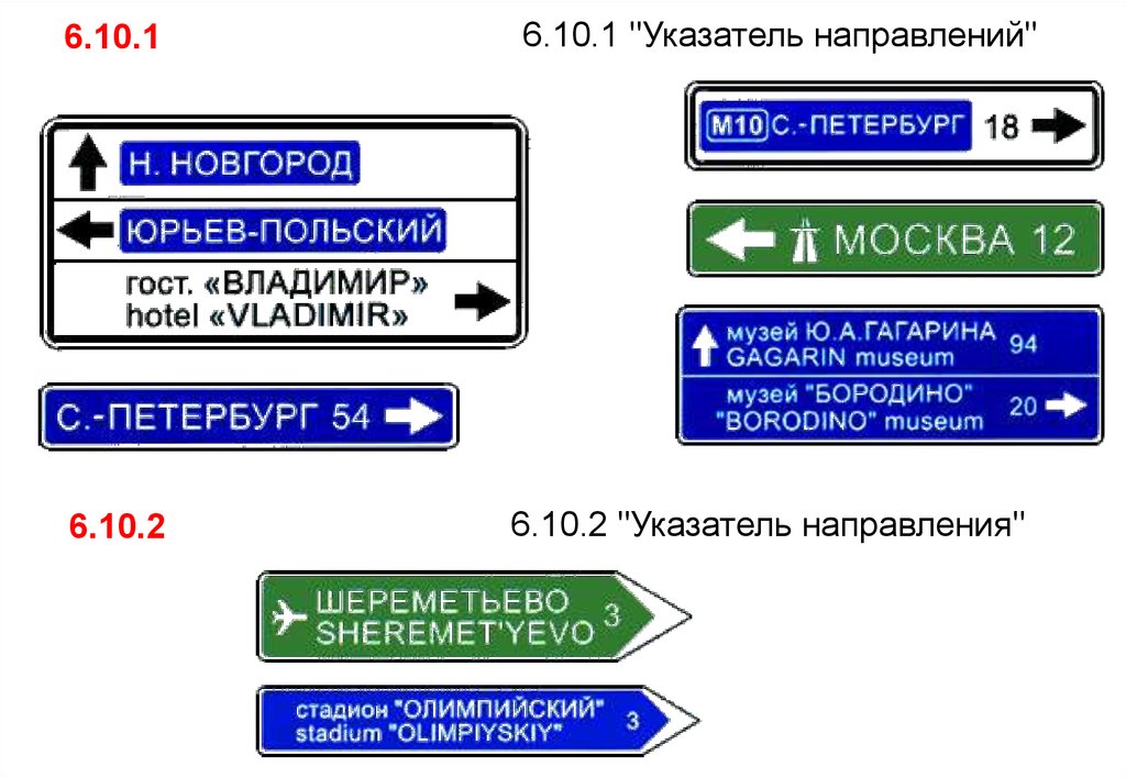 6 направлений. Указатель направления. 6.10.2 