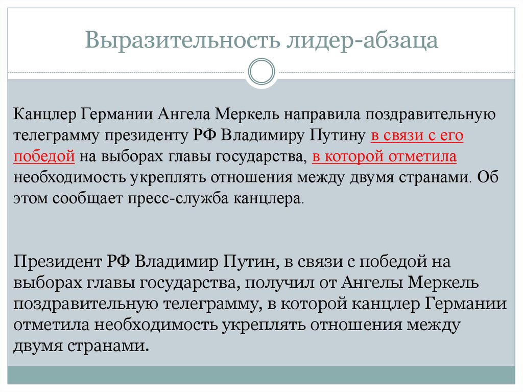 Выразительность лидер-абзаца