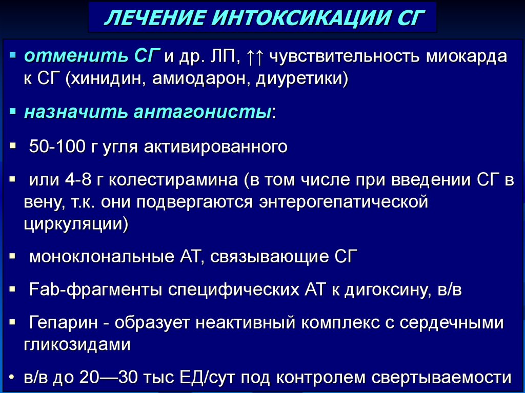 Препараты при интоксикации сердечными гликозидами