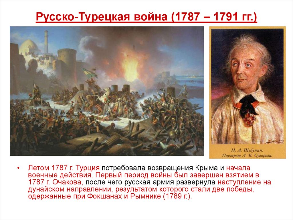 Войны россии во второй половине xviii. Русско-турецкой войны 1787—1791 гг Очаков.