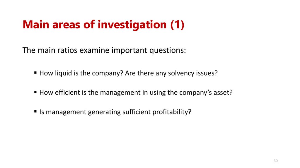 Main areas of investigation (1)