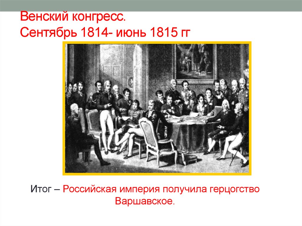 Венский конгресс. Сентябрь 1814- июнь 1815 гг