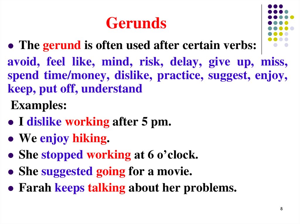 exercise to going will english and presentation online  and Infinitive Gerund