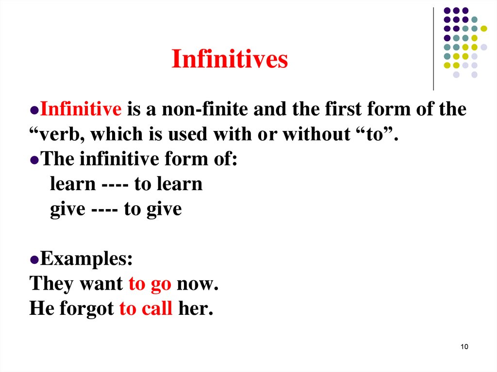 Non finite forms of the verb презентация