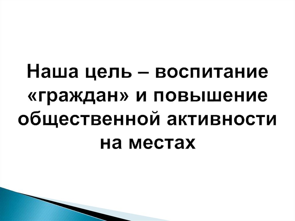 Наша цель – воспитание «граждан» и повышение общественной активности на местах