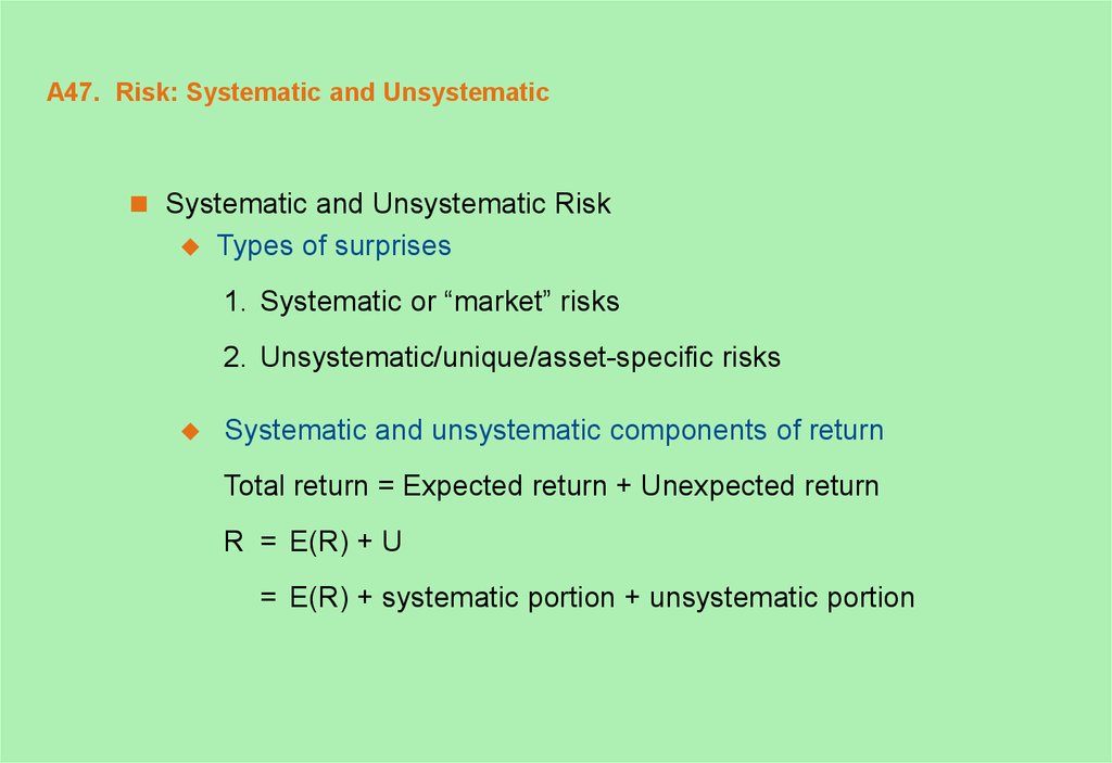 A47. Risk: Systematic and Unsystematic