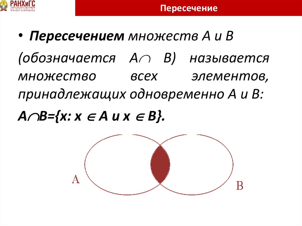 Объединение и пересечение множеств цифр