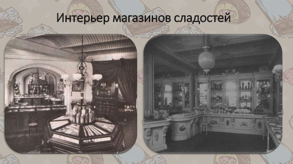 Интерьер магазинов сладостей