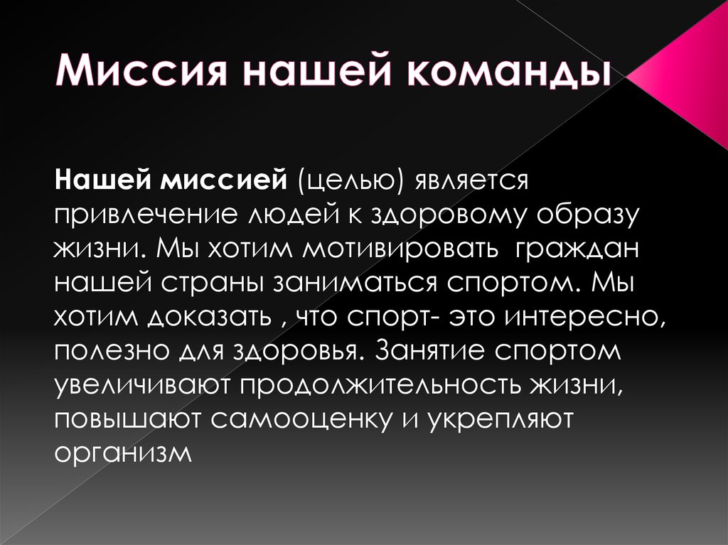 Миссия нашей команды