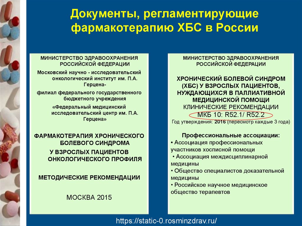 Клинические рекомендации по паллиативной помощи взрослому. Документы регламентирующие фармакотерапию. Принципы фармакотерапии хронической боли. Клинические рекомендации по фармакотерапии. Хронический болевой синдром.