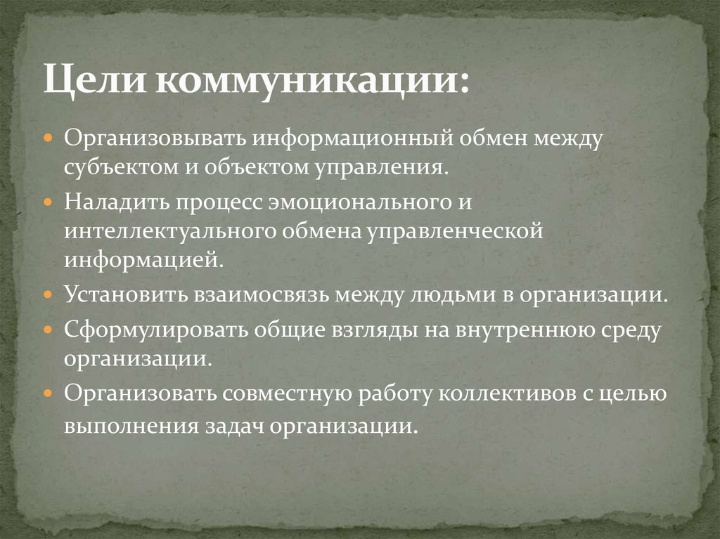 Цели коммуникации