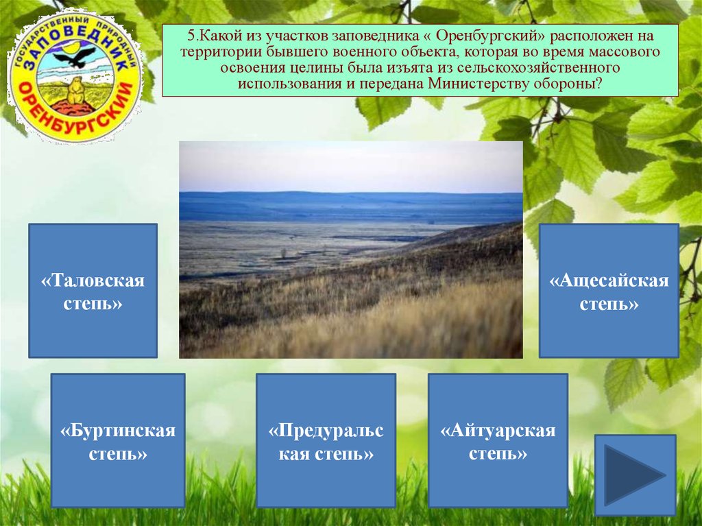 Название заповедников в степи. Заповедники Оренбургской области. Расположение Оренбургского степного заповедника. Оренбургский заповедник территория. Оренбургский заповедник презентация.