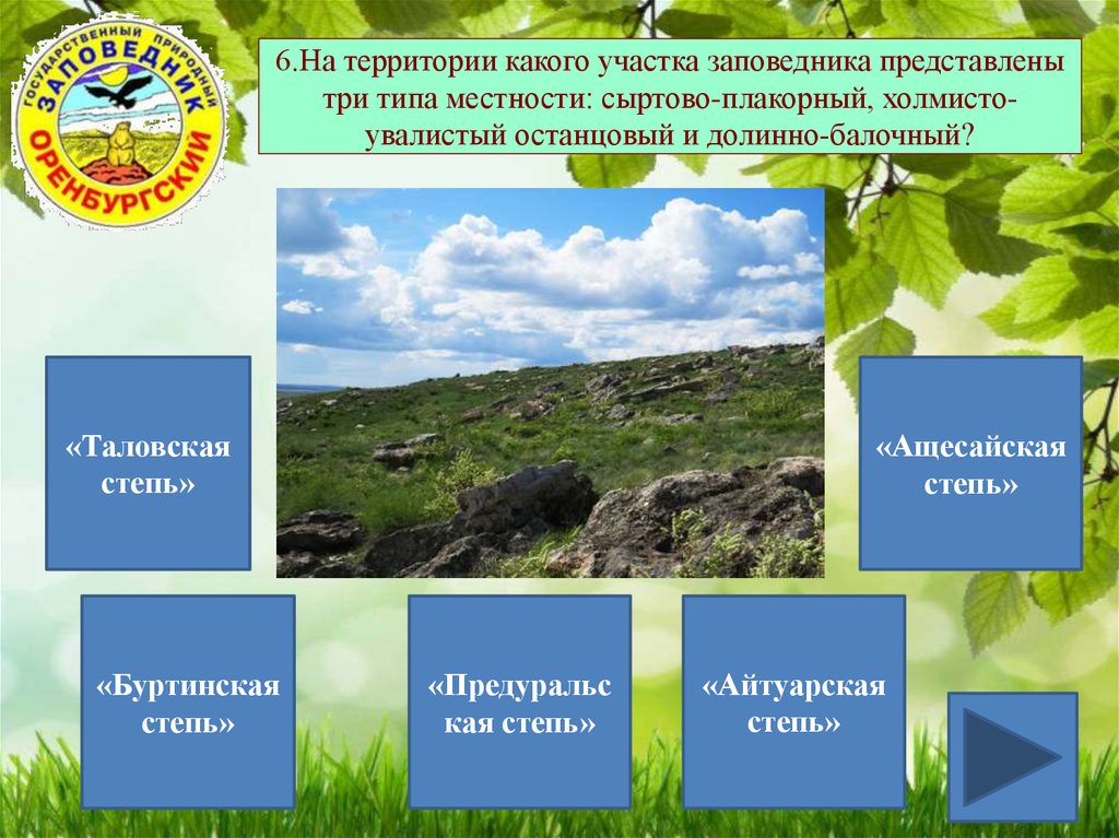 Заповедник это участки. Таловская степь заповедник. Оренбургский Степной заповедник местоположение. Презентация на тему заповедники Оренбургской области. Оренбургский заповедник презентация.