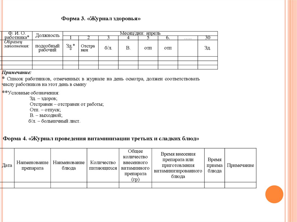 Образец лист здоровья