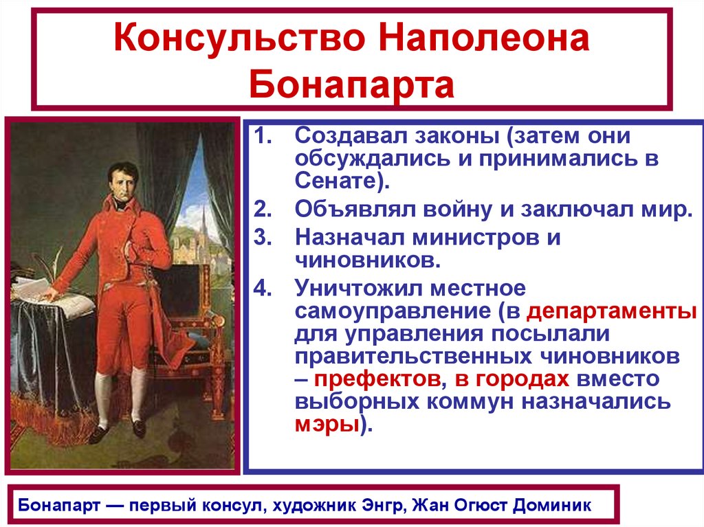 Приход власти бонапарта. Консульство Наполеона Бонапарта. Период консульства Наполеона. Реформы консульства наполеоновской империи. Достижения Наполеона Бонапарта.