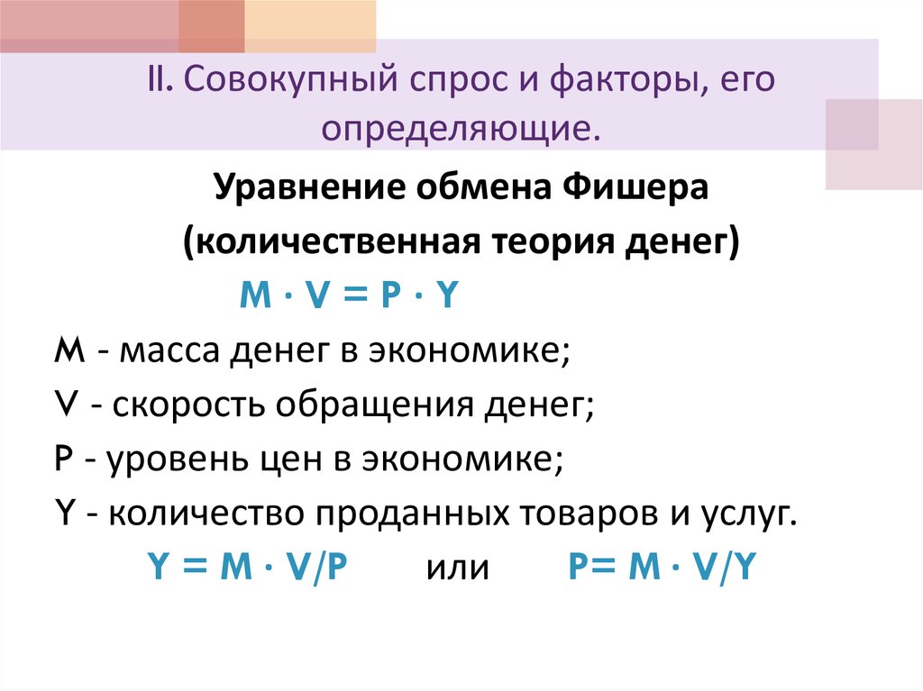 II. Совокупный спрос и факторы, его определяющие.