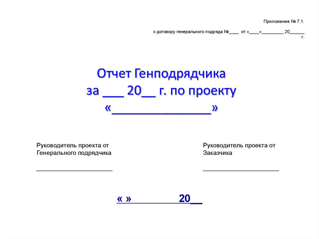 Форма отчета по проекту