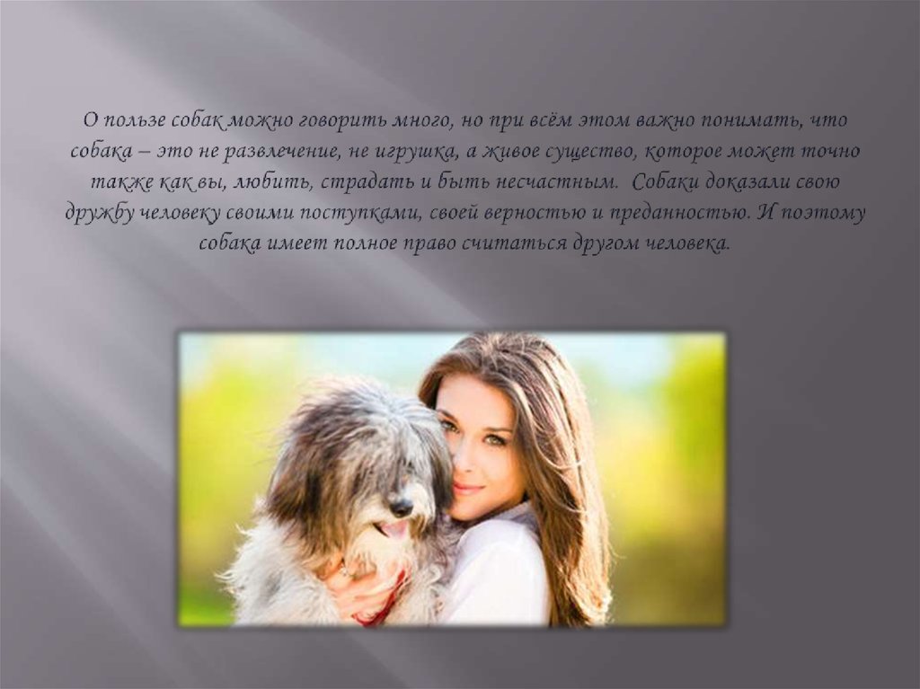 О пользе собак можно говорить много, но при всём этом важно понимать, что собака – это не развлечение, не игрушка, а живое