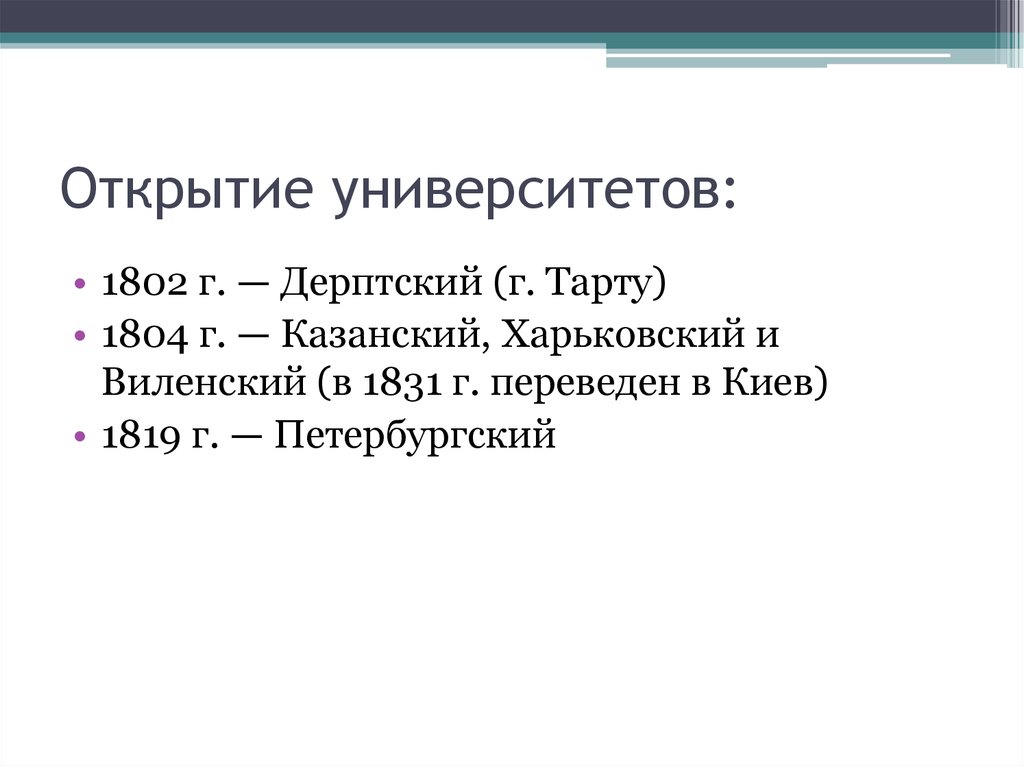 Тест по художественной культуре 19 века. Петербургский, Казанский, Виленский, Дерптский и Харьковский..