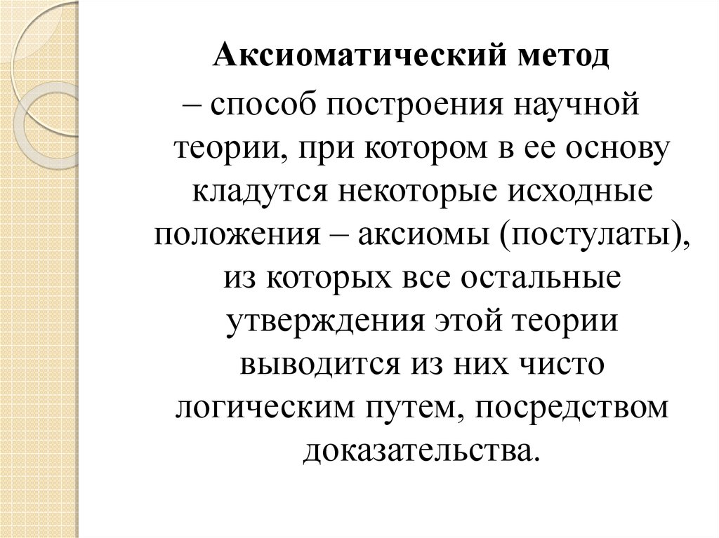 Аксиоматический способ построения теории презентация