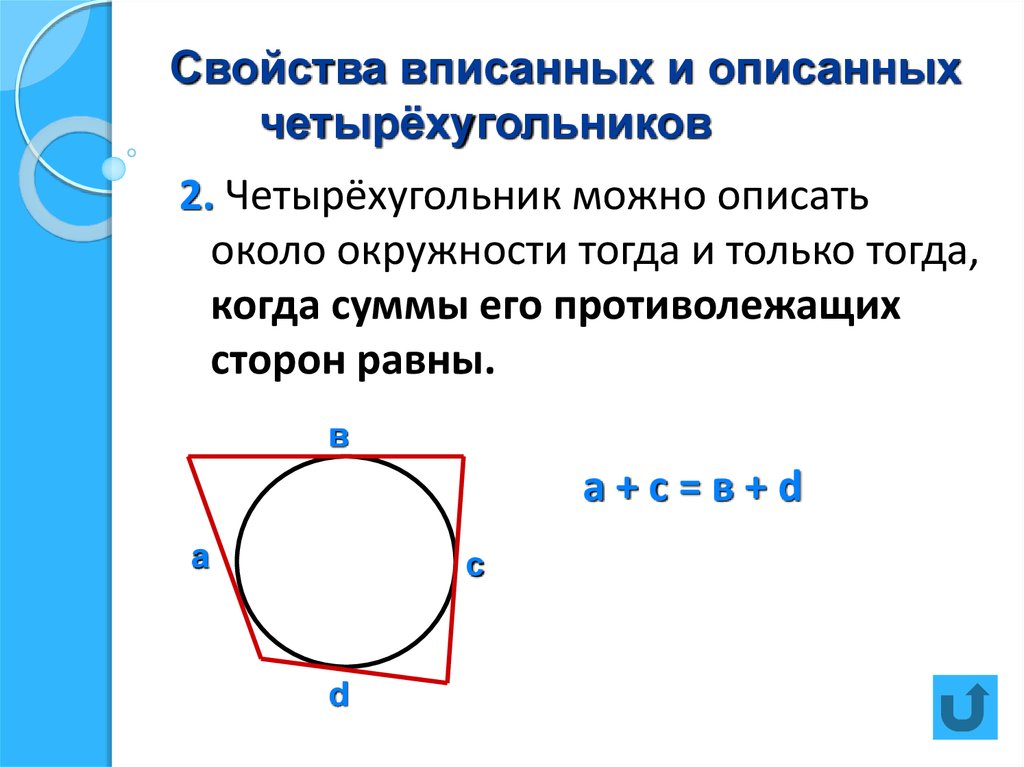 Противоположные углы четырехугольника