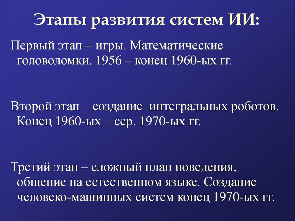 Система конец. Этапы развития искусственного интеллекта. Системы искусственного интеллекта этапы. Основные этапы развития систем искусственного интеллекта. Разработка системы искусственного интеллекта этапы.