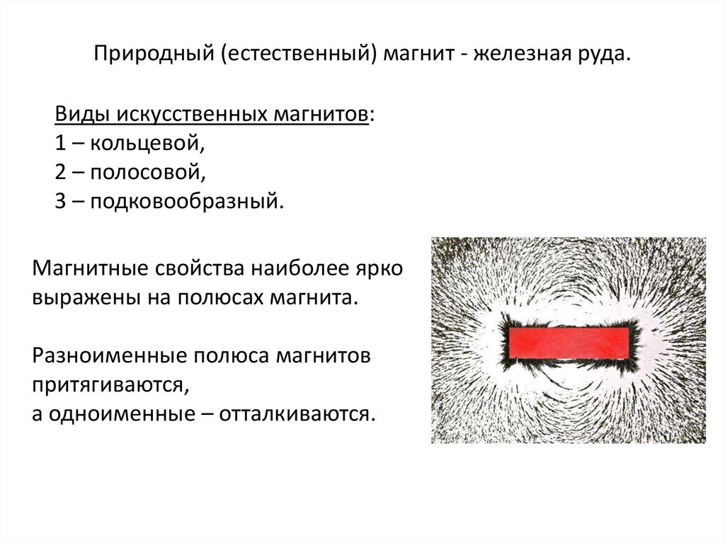 Природный (естественный) магнит - железная руда.