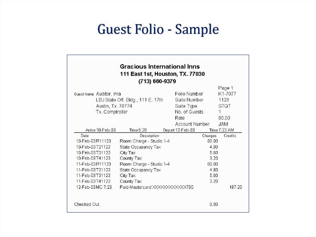 Guest Cycle Departure Online Presentation