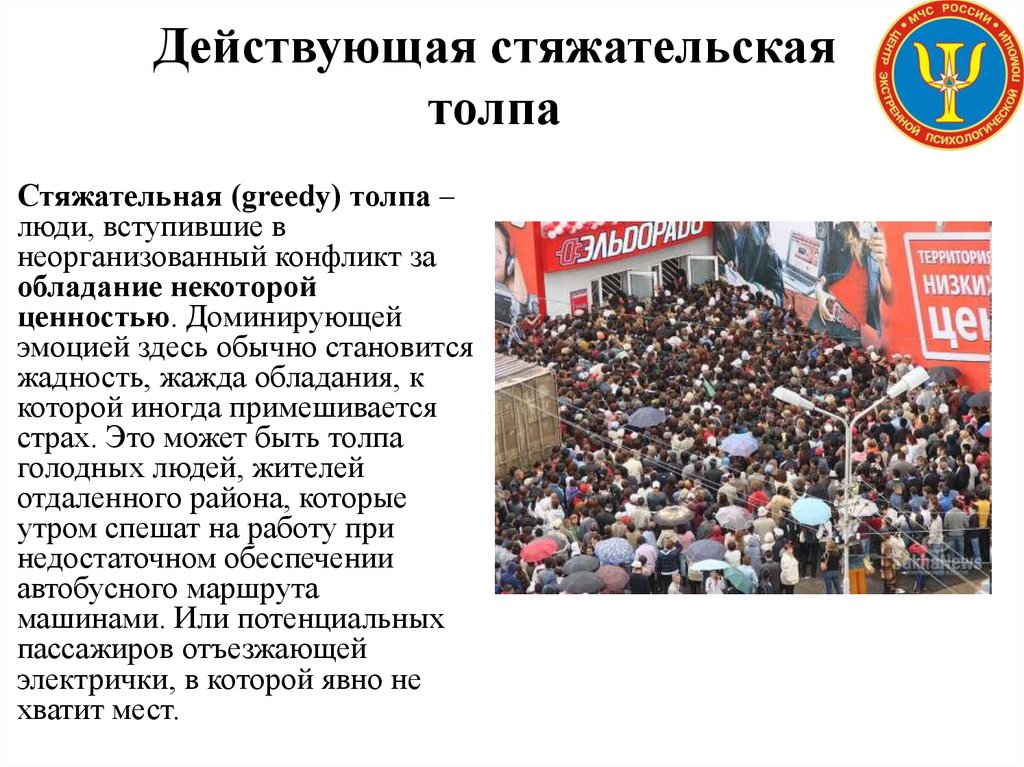 Примеры агрессивной толпы. Стяжательская толпа. Действующая толпа. Стяжательская толпа пример. Действующая толпа может быть.