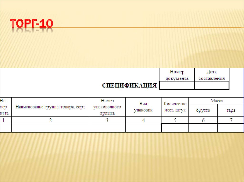 Номер торг. Торг 10. Товарно-сопроводительные документы. Спецификация (форма торг-10). Товарные накладные и сопроводительные документы.