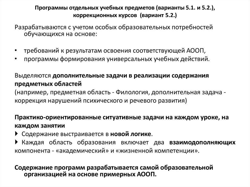 Отдельная программа. Программа отдельных учебных предметов. Разработка программ учебных предметов курсов. Образовательные программы разрабатываются на основе. Программы коррекционного образования разрабатываются.