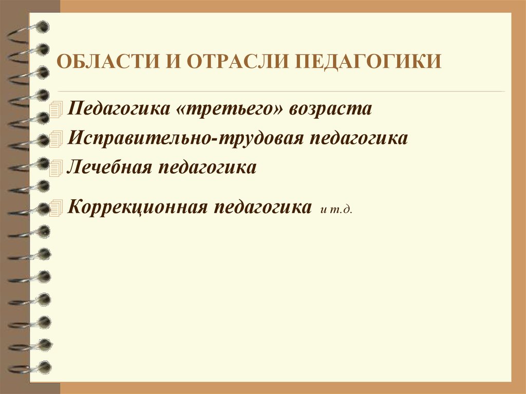 Отрасли педагогики презентация