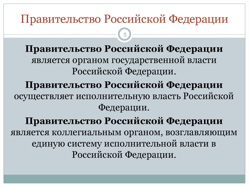 Правительство осуществляет исполнительную