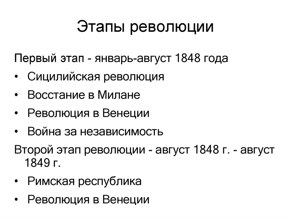 Составьте в тетради план ответа основные события 1848 1849 в италии