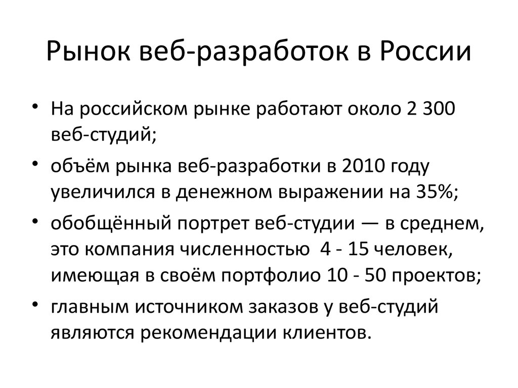 Рынок веб-разработок в России