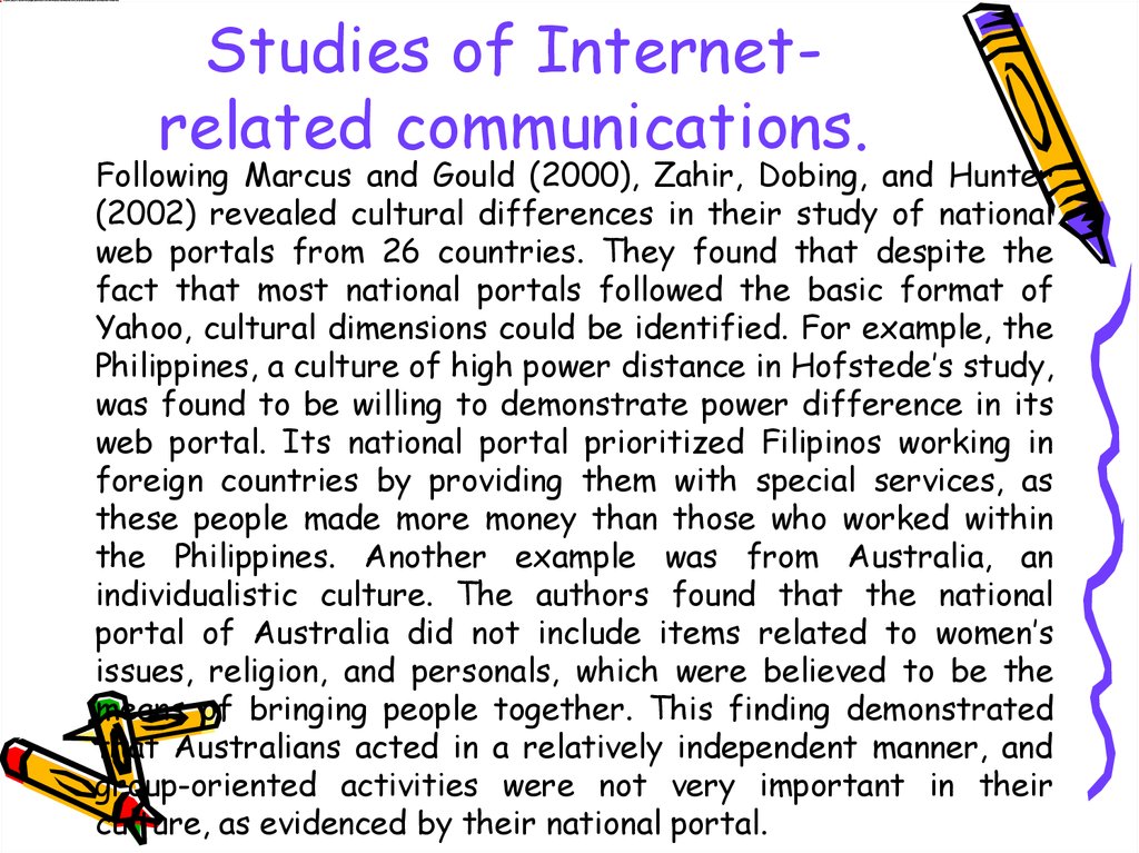 Studies of Internet-related communications.