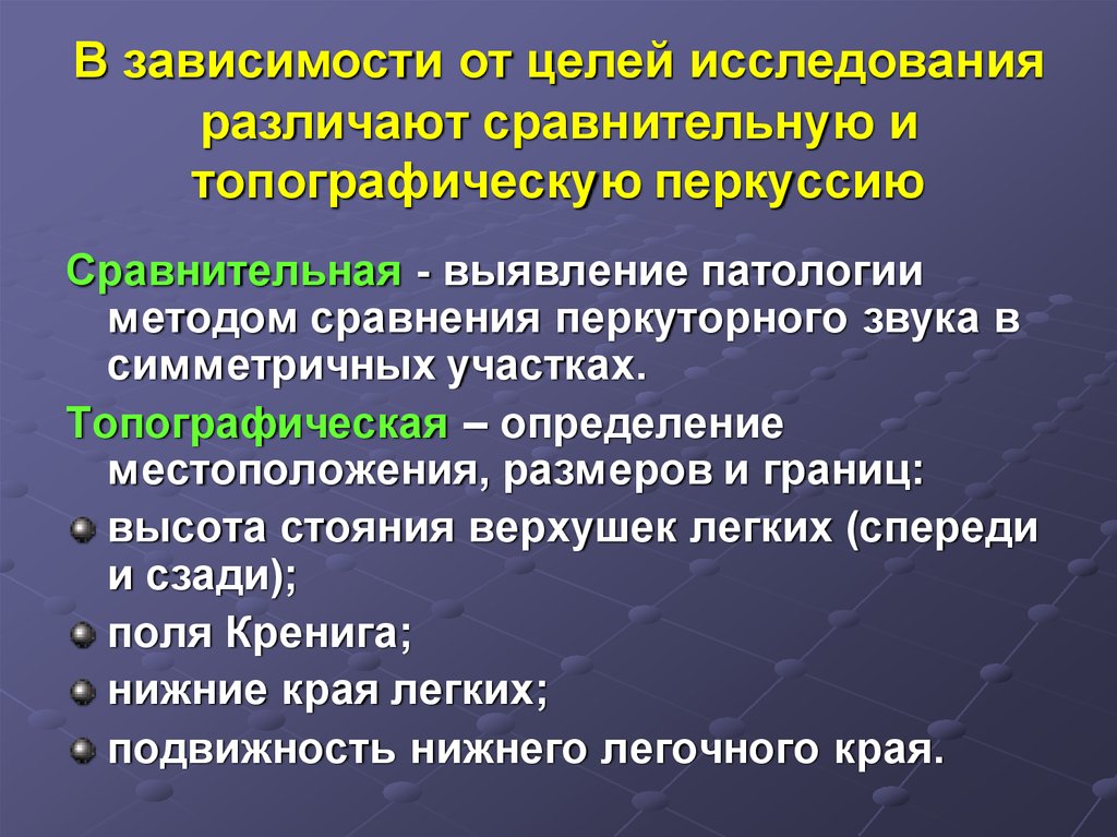 Методы патологии. Цель сравнительной перкуссии. Цели и задачи сравнительной перкуссии. Цель и задачи сравнительной перкуссии легких. Цели сравнительной и топографической перкуссии легких..